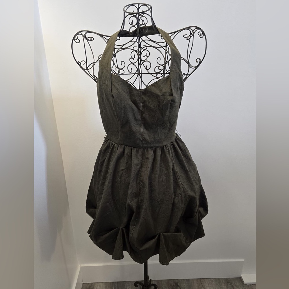 Miss Sixty Olive Green Strapless Halter Bubble Dress